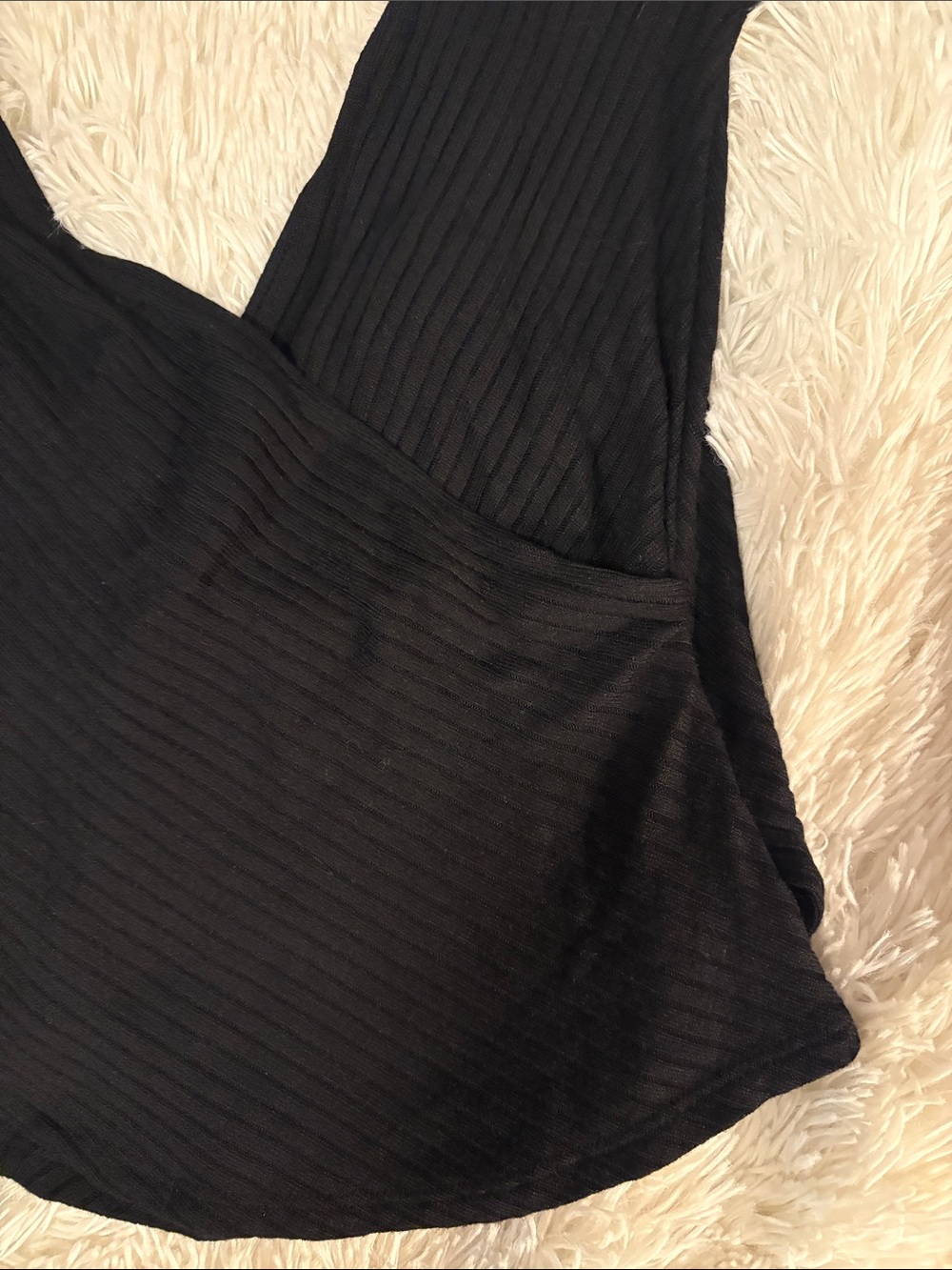 Reformation Black Ribbed Off-Shoulder Top - Picture 2 of 7